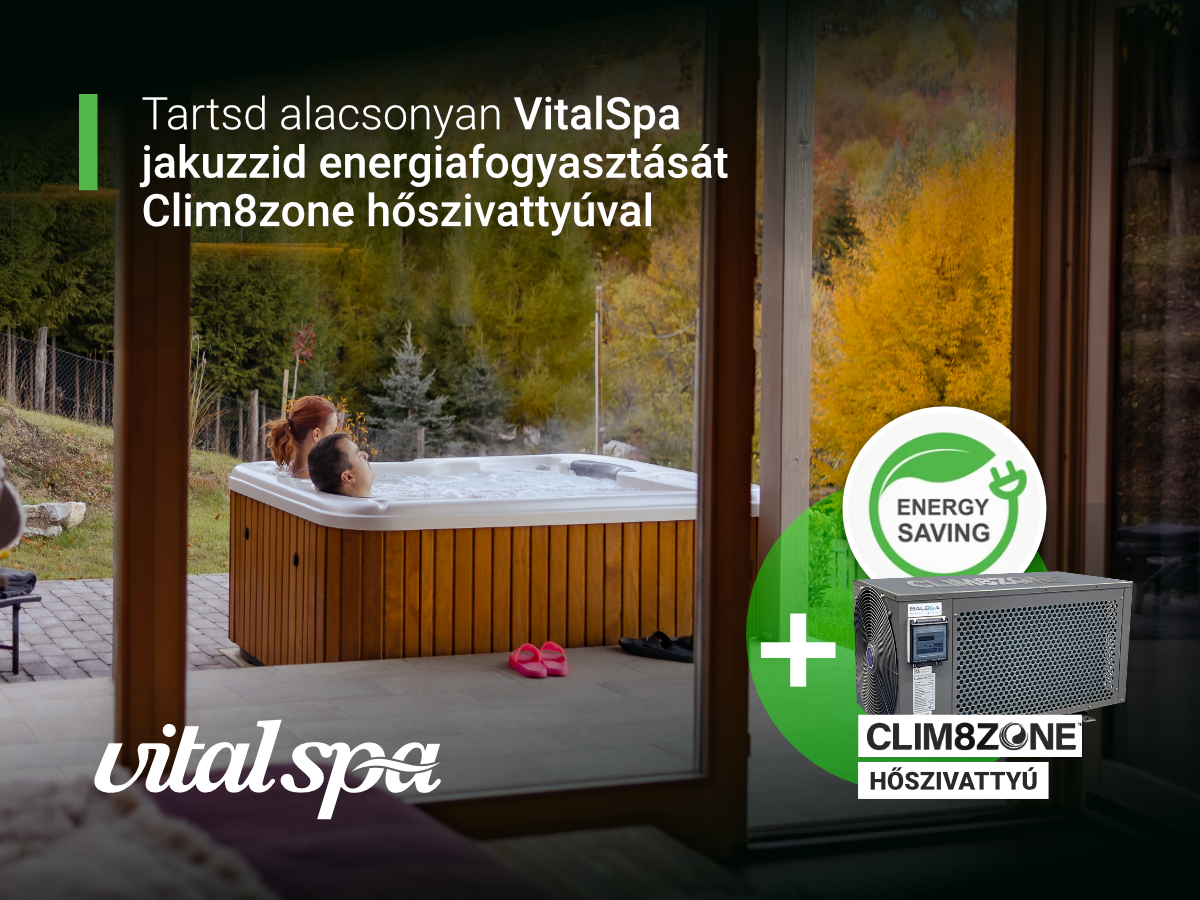 VitalSpa Hőszivattyús jakuzzi - Alacsonyabb energiafogyasztás, gazdaságos használat  